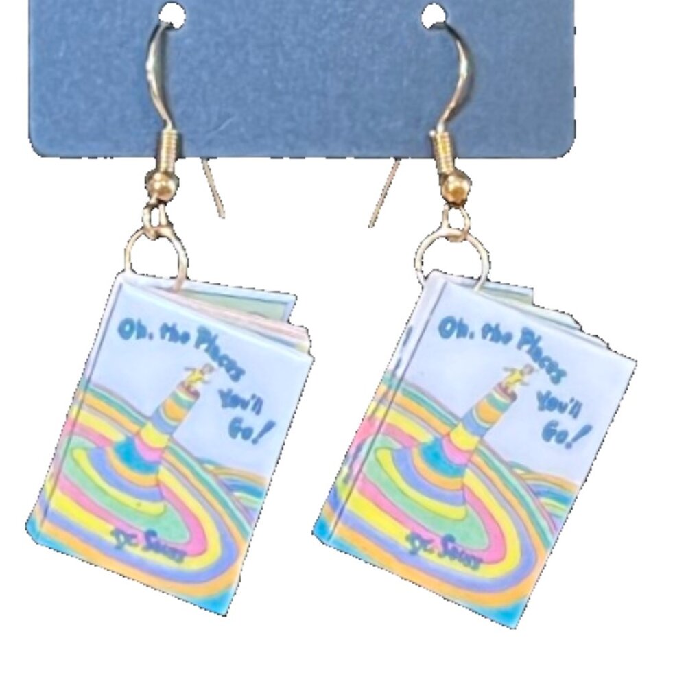 Dr. Seuss "Oh the Places We Will Go" Book Earrings 🌸